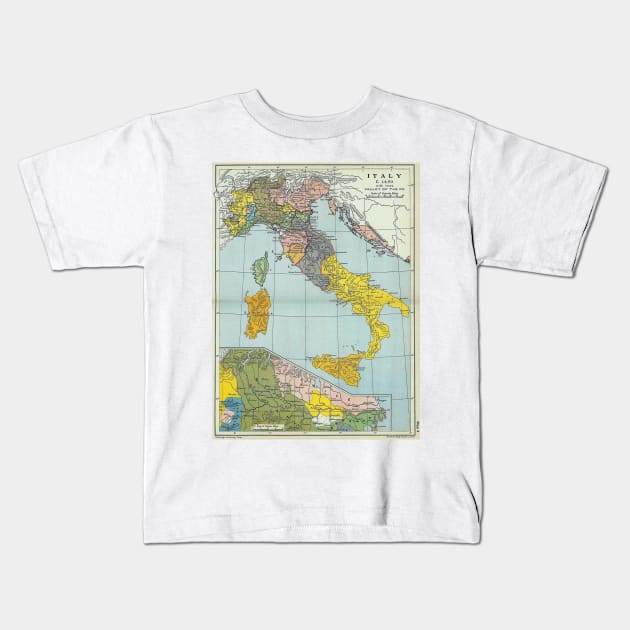 Vintage Map of Italy (1912) Kids T-Shirt by Bravuramedia